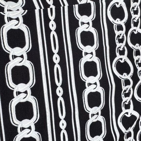 Joseph Ribkoff Top Shirt Womens 10 Black White Bell Sleeve Hi Low Chain Print - Picture 6 of 8